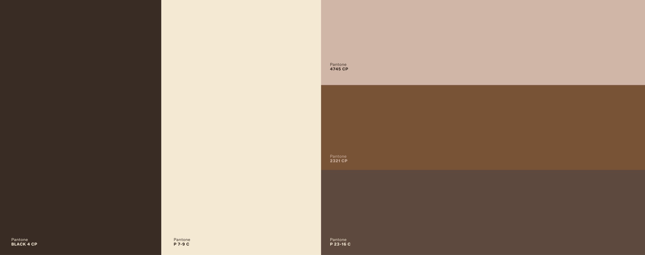 Color palette: Ebony, Walnut, Cinnamon, Natural Linen and Vanilla